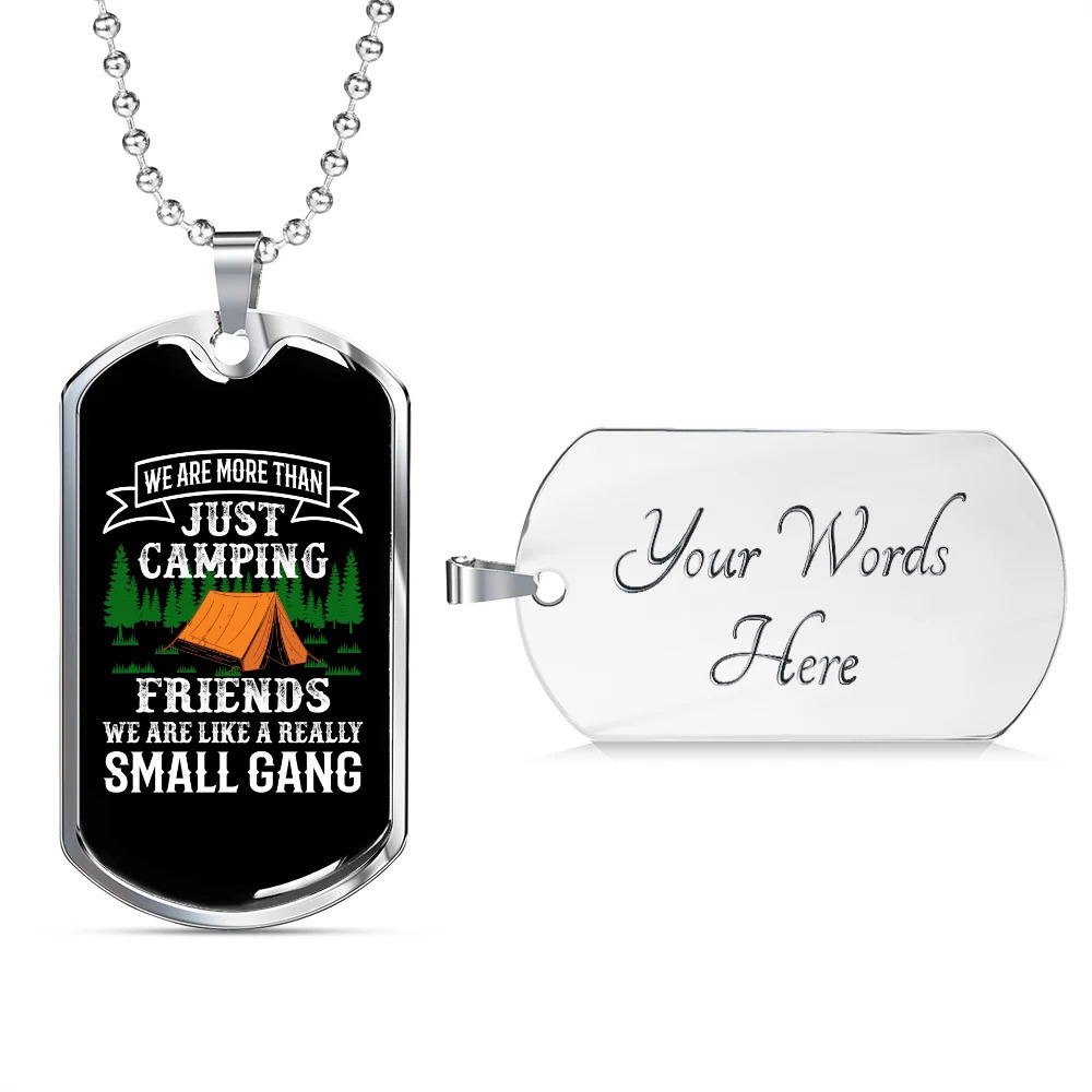 Camper Necklace Small Gang Camping Personalized Engraved Silver Dog Tag Necklac